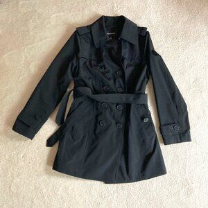 Black London Fog Trench Coat, Medium, Mid-Length
